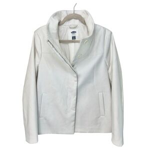 Old Navy Ladies White Peacoat  LG - Single Breasted, Excellent Condition
